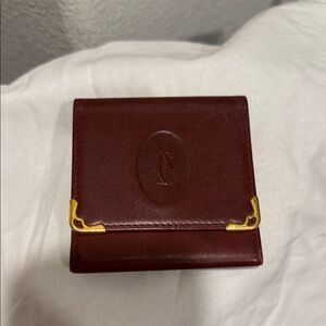 cartier Elegant Brown Leather Wallet with Gold Accents